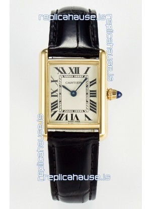 Tank Must Cartier Super Clone Edition 29MM Watch in Yellow Gold Casing 
