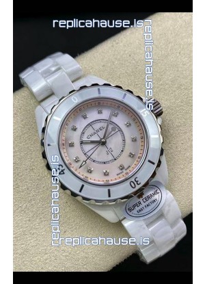 Chanel J12 Ladies White Ceramic Casing Pearl Dial Watch 1:1 Mirror Replica Watch
