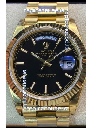 Rolex Day Date Presidential 18K Yellow Gold Watch 36MM - Black Dial 1:1 Mirror Quality