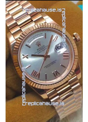 Rolex Day Date 40MM 228235 1:1 Rose Gold in Silver Dial 1:1 Mirror Replica Watch