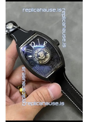 Franck Muller Curvex Grand Central Tourbillon Black Carbon Casing Watch in 1:1 Mirror Replica Watch 
