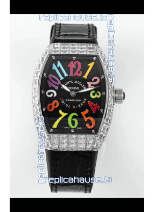 Franck Muller Vanguard V32 Black Dial - Color Dreams with Diamonds Casing Swiss Replica