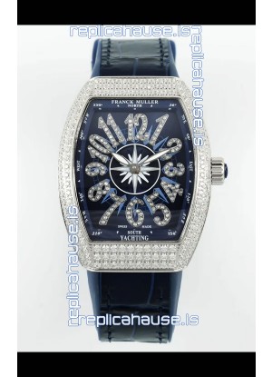 Franck Muller Vanguard V32 Blue Dial - Diamonds Casing Swiss Replica Watch