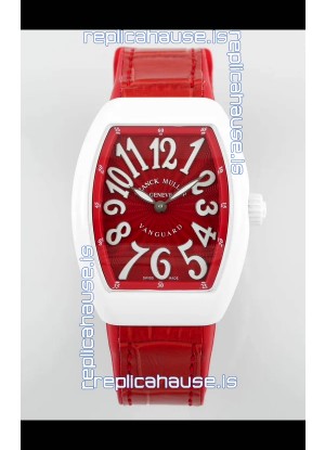 Franck Muller Vanguard Yachting V32 Ceramic Casing Red Dial/Strap Swiss Replica Watch 
