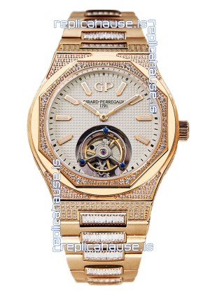 Girard Perregaux Laureato Tourbillon 1:1 Mirror Swiss Replica Watch Rose Gold Casing 