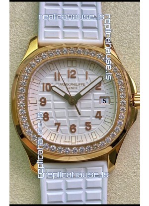 Patek Philippe Aquanaut LUCE 5072R-001 Quartz Swiss Replica Watch in Yellow Gold White Dial - 35MM