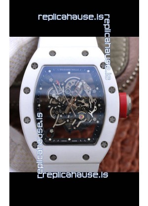 Richard Mille RM055 Ceramic Casing 1:1 Mirror Replica Watch in White Strap 