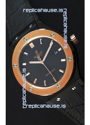 Hublot Classic Fusion Ceramic King Gold Black Dial Swiss Replica Watch - 1:1 Mirror Replica