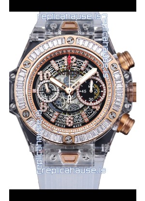 Hublot Big Bang Unico Sapphires Casing 1:1 Mirror Edition Swiss Replica Watch White Strap