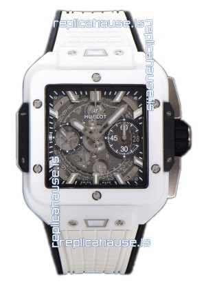 Hublot Square Bang Unico White Ceramic Casing Chronograph Watch 1:1 Mirror Replica