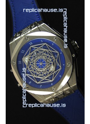 Hublot Big Bang Sang Bleu 45MM Stainless Steel Blue Dial Swiss Replica Watch 