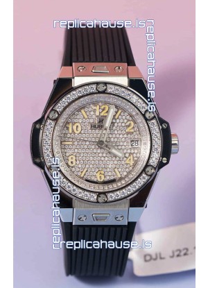 Hublot Big Bang One Click Mossanites Paved Dial Swiss Replica Watch