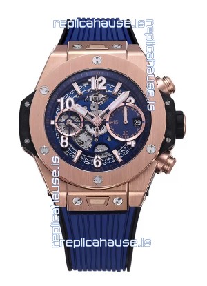 Hublot Big Bang Unico Blue Rose Gold Casing 1:1 Mirror Edition Swiss Replica Watch