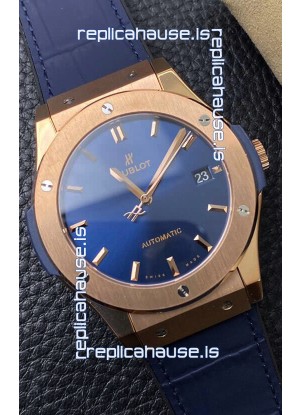 Hublot Classic Fusion 1:1 Mirror Replica Swiss Watch in 904L Steel Casing Blue Dial 42MM