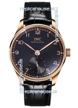 IWC Portugieser Automatic 40 IW358401 Black Dial in Rose Gold Casing Mirror Replica Watch 
