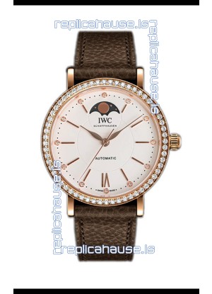 IWC Portofino IW6596 Automatic Moon Phase Rose Gold Casing Watch in White Dial 37MM