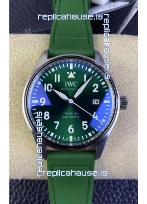 IWC Pilot MARK Series IW328205 1:1 Mirror Swiss Replica Watch in Green Dial Rubber Strap