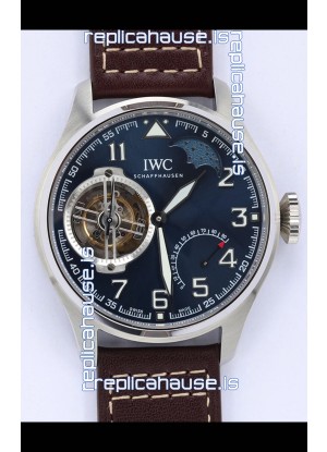 IWC Portuguese Genuine Swiss Tourbillon Movement Steel Watch in Blue Dial 
