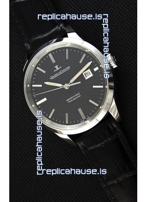 Jaeger LeCoultre Geophysic True Second Steel Case Watch Black Dial 