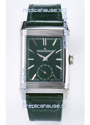 Jaeger-LeCoultre Reverso Super Clone DuoFace Green/White Steel Replica Watch 