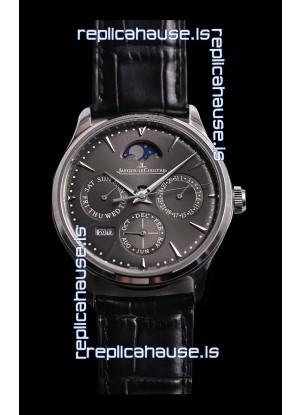 Jaeger LeCoultre Master Ultra Thin Perpetual Swiss Replica Watch in Grey Dial 