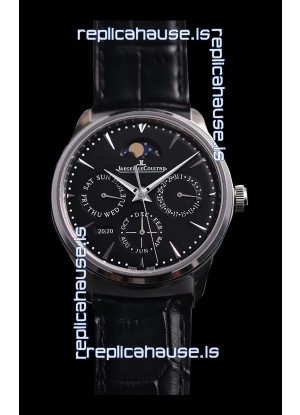 Jaeger LeCoultre Master Ultra Thin Perpetual Swiss Replica Watch in Black Dial 