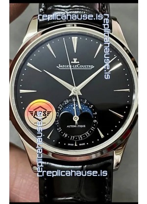 Jaeger LeCoultre Master Ultra Thin Moon Black Dial 904L Steel 1:1 Mirror Replica Watch