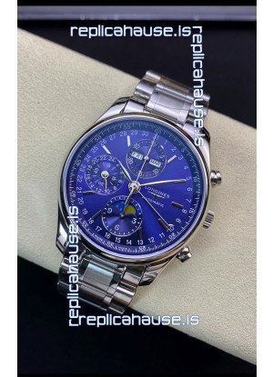 Longines Master Collection REF L2.673.4.92.6 Swiss Replica Watch in Blue Dial Steel Strap