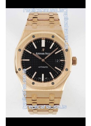 Audemars Piguet Royal Oak 15400 41MM Black Dial 904L Rose Gold CALIBRE 3120 Movement 1:1 Mirror Replica