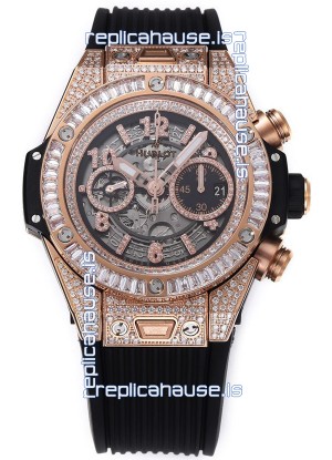 Hublot Big Bang Unico Rose Gold Diamonds Casing 1:1 Mirror Edition Swiss Replica Watch