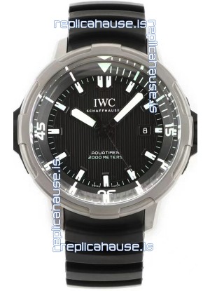 IWC Aquatimer IW358002 1:1 Titanium Mirror Swiss Replica Watch in Black Dial Rubber Strap