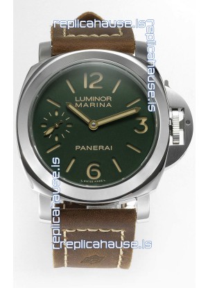 Panerai Luminor Marina 8 Days PAM00911 Green Dial 1:1 Mirror Quality - 904L Steel in Leather Strap