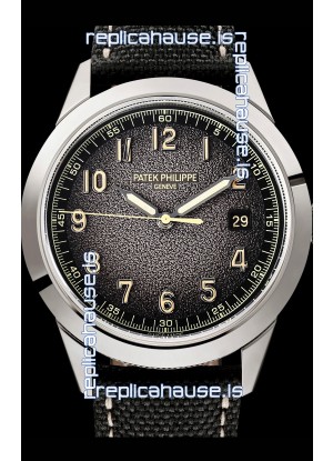Patek Philippe Calatrava 5226G-001 904L Steel 1:1 Mirror Replica Watch Hybrid Leather/Canvas Strap