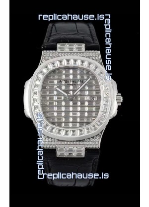 Patek Philippe Nautilus 5711/A Swiss Replica Watch 1:1 Mirror Replica in 904L Steel Diamonds Casing