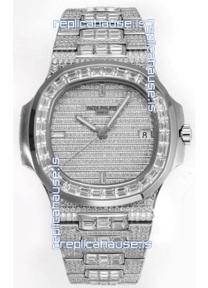Patek Philippe Nautilus 5711/A Swiss Replica Watch 1:1 Mirror Replica in 904L Steel Diamonds Casing