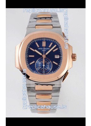 Patek Philippe Nautilus 5980/1AR-001 Two Tone Rose Gold 904L Steel Case in Blue Dial - 1:1 Mirror Replica
