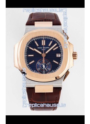 Patek Philippe Nautilus 5980/1R-001 Rose Gold Two Tone 904L Steel Case in Blue Dial - 1:1 Mirror Replica