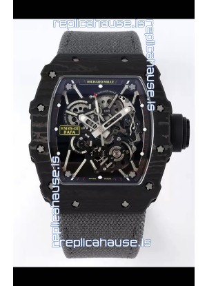 Richard Mille RM35-01 Rafael Nadal Carbon Fiber Casing with Genuine Tourbillon Super Clone Watch 