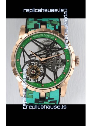 Roger Dubuis Excalibur Spider Flying Tourbillon Skeleton Rose Gold Casing 42MM 1:1 Mirror Swiss Watch