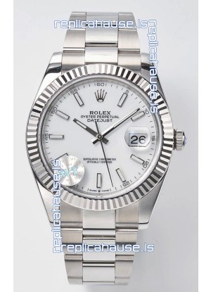 Rolex Datejust Cal.3235 Movement Swiss Watch 1:1 Mirror Replica 904L Steel 41MM - White Dial 
