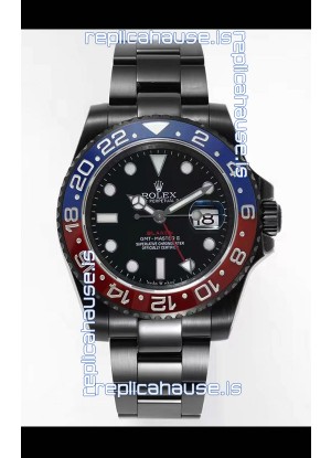 Rolex GMT Masters II REF.126710BLRO PEPSI BLAKEN Swiss Replica - 904L Steel in DLC Coating