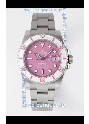 Rolex Submariner DiW Stainless Steel Casing White Ceramic Bezel Pink Dial Edition Watch 