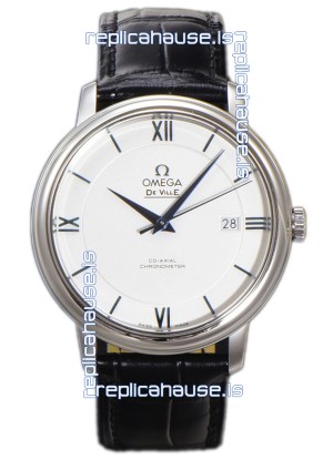 Omega De-Ville Annual Co-Axial Swiss Replica Watch 1:1 Mirror Edition in White Dial 39.5MM