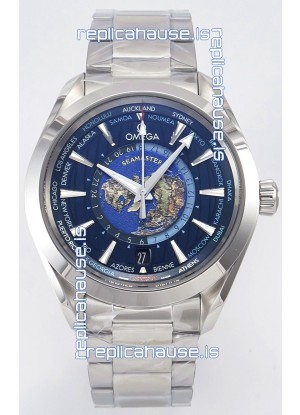 Omega Aqua Terra 150M Wolrd Timer 24 Blue Dial 904L Steel 1:1 Mirror Replica 41MM 
