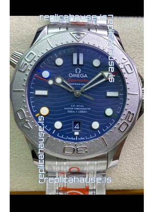 Omega Seamaster 300M Co-Axial Master Chronometer Blue Dial Titanium Bezel - 1:1 Mirror Replica