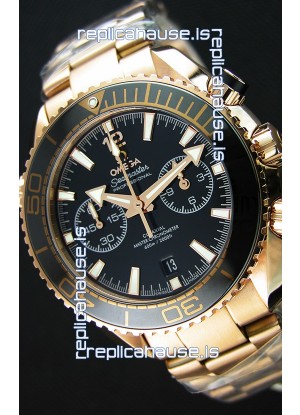 Omega Seamaster Planet Ocean 600M Chronograph 1:1 Mirror Replica Pink Gold Watch 