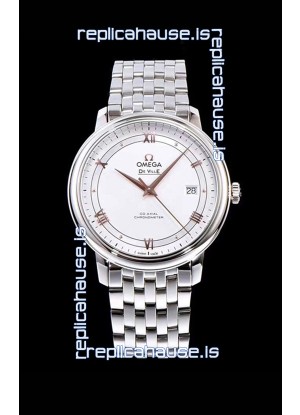 Omega De Ville Prestige Co-Axial 36.8MM White Dial 1:1 Swiss Mirror Replica Watch 