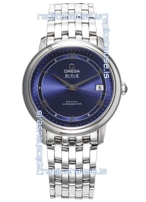 Omega De Ville Co-Axial Chronometer 36.8MM Swiss Replica Watch in Light Blue Dial 