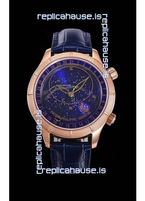 Patek Philippe 6102R Grand Compilations Handwind Swiss Replica Watch - Rugged Bezel Blue Dial