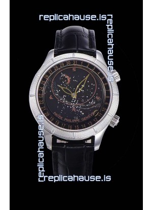 Patek Philippe 6102R Grand Compilations Handwind Swiss Replica Watch - Rugged Bezel Black Dial